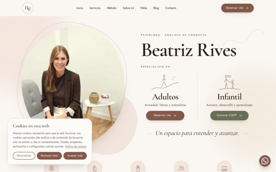 Captura de la web beatrizrivespsicologia.com, hecha por Mantenimiento Web