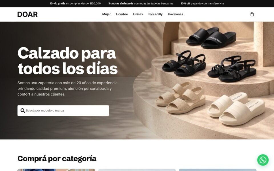 Captura de la web doarcalzados.com.ar, hecha por Mantenimiento Web