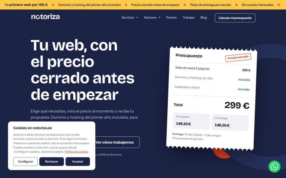 Captura de la web notoriza.es, hecha por Mantenimiento Web